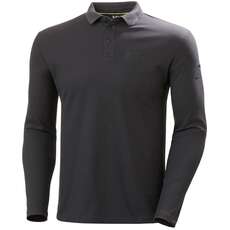 Helly Hansen Hp Shore Polo Ad Asciugatura Rapida A Maniche Lunghe - Ebony 34123