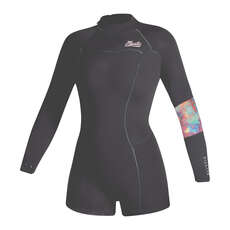 Mystic Womens Lunar 2/2mm Back-Zip Longarm Shorty Wetsuit - Dark Grey