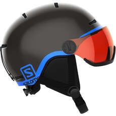 Salomon Bambini Grom Visor Casco Da Sci / Snowboard - Nero/blu