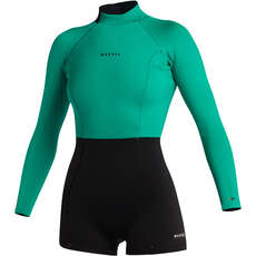 Mystic Womens Lunar 2/2mm Back-Zip Longarm Shorty Wetsuit - Black/Green 240111