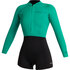 Mystic Womens Lunar 2/2mm Front-Zip Longarm Shorty Wetsuit - Black/Green 240112