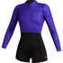 Mystic Womens Lunar 2/2mm Front-Zip Longarm Shorty Wetsuit - Black/Purple 240112