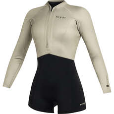 Mystic Womens Lunar 2/2mm Front-Zip Longarm Shorty Wetsuit - Dirty White