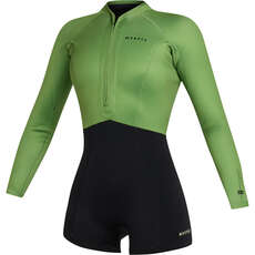 Mystic Womens Lunar 2/2mm Front-Zip Longarm Shorty Wetsuit - Soft Green
