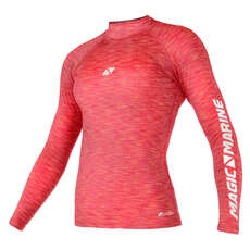 Magic Marine Womens Cube Long Sleeve Rashvest 2023 - Pink Melee